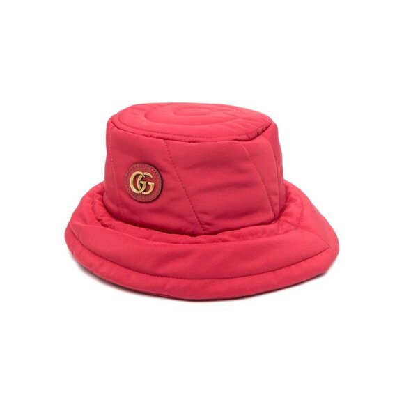 NWT GUCCI RED Padded Buckle Hat GG Logo Sz M 100% Authentic - Picture 1 of 7